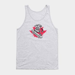 Skateboarding Skeleton with Coffee Tank Top